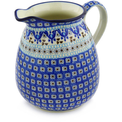 Polish Pottery Pitcher 67 oz Blue Ice