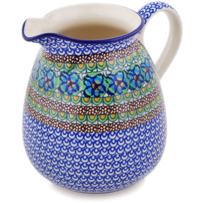 Polish Pottery Pitcher 67 oz Mardi Gras UNIKAT