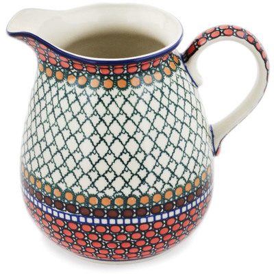 Polish Pottery Pitcher 67 oz Orange Tranquility UNIKAT