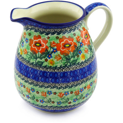 Polish Pottery Pitcher 67 oz Red Poppies UNIKAT