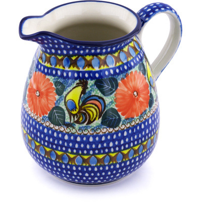 Polish Pottery Pitcher 67 oz Summer Rooster UNIKAT