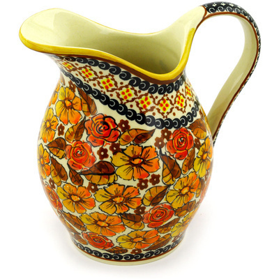 Polish Pottery Pitcher 7&frac34; Cup Autumn Glow UNIKAT