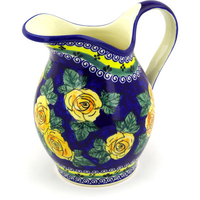Polish Pottery Pitcher 7&frac34; Cup Cabbage Roses