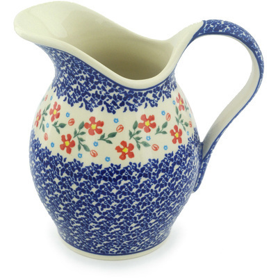 Polish Pottery Pitcher 7&frac34; Cup Country Garden