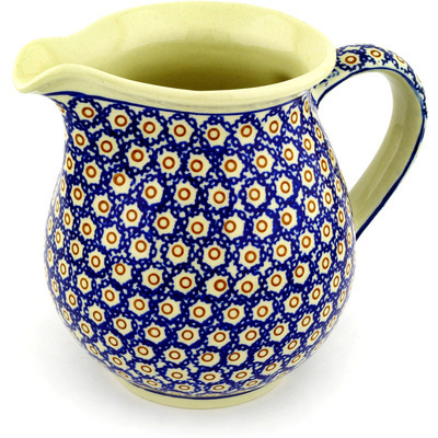 Polish Pottery Pitcher 7 Cup Daisy Stamps