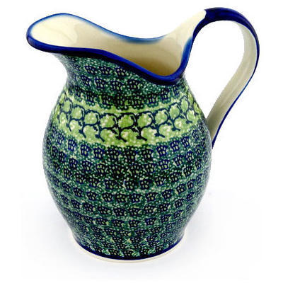 Polish Pottery Pitcher 7&frac34; Cup Emerald Forest