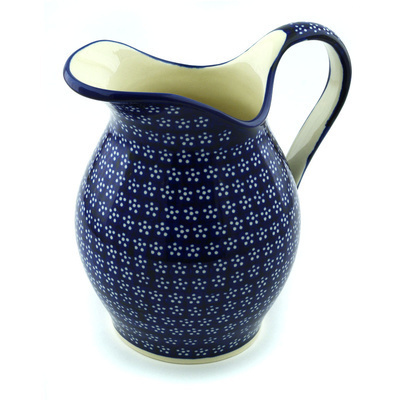 Polish Pottery Pitcher 7&frac34; Cup Midnight Daisies
