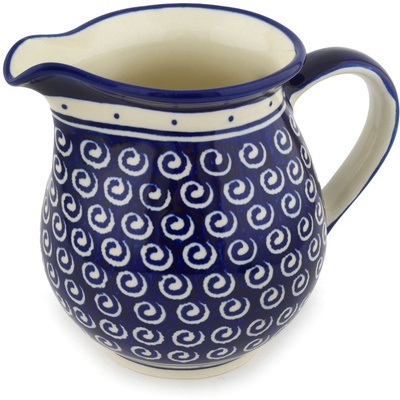 Polish Pottery Pitcher 7 Cup Ocean Swirl