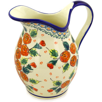 Polish Pottery Pitcher 7&frac34; Cup Polish Roses UNIKAT