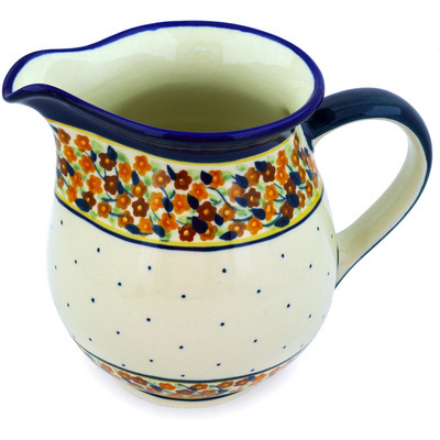 Polish Pottery Pitcher 7 Cup Russett Floral