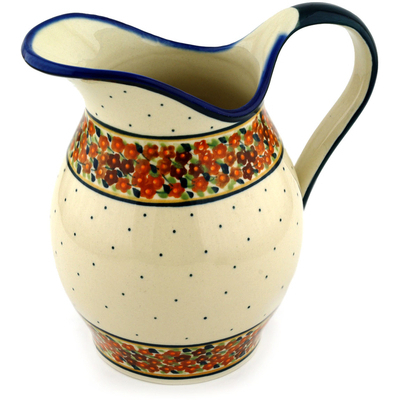 Polish Pottery Pitcher 7&frac34; Cup Russett Floral