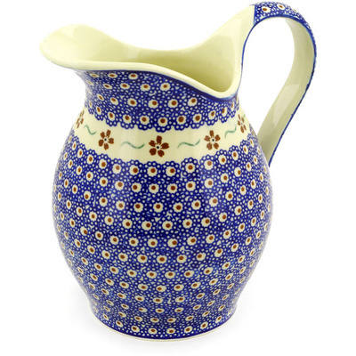 Polish Pottery Pitcher 7&frac34; Cup Sweet Red Flower