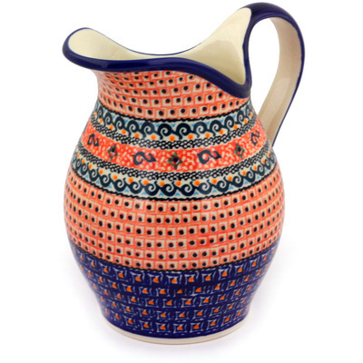 Polish Pottery Pitcher 7&frac34; Cup Terra Cotta UNIKAT