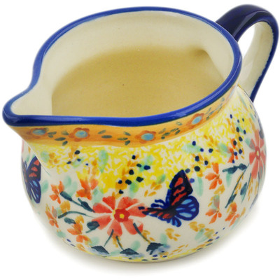 Polish Pottery Pitcher 7 oz Butterfly Summer Garden UNIKAT