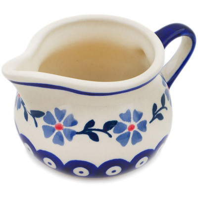 Polish Pottery Pitcher 7 oz Peacock Forget-me-not