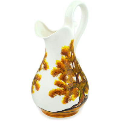 faience Pitcher 79 oz Brown Tree