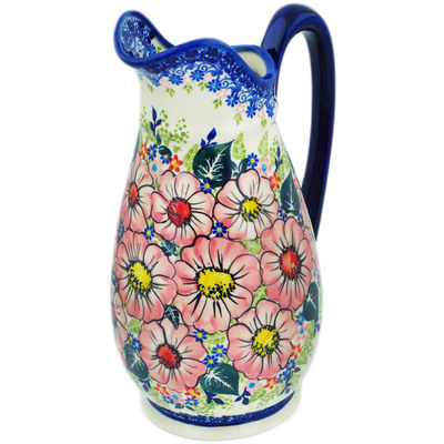 Polish Pottery Pitcher 79 oz Pink Garden