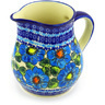 Polish Pottery Pitcher 8 cups Bold Blue Poppies UNIKAT