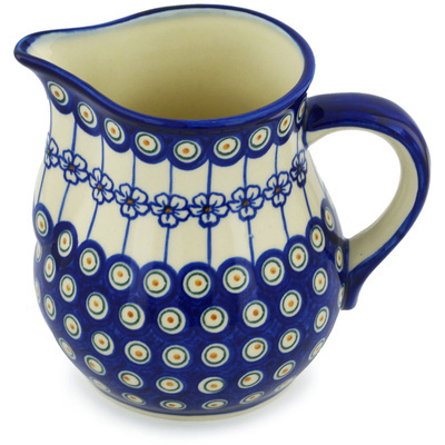 Polish Pottery Pitcher 8 cups Flowering Peacock