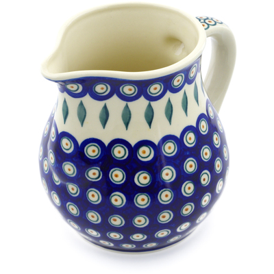 Polish Pottery Pitcher 8 cups Peacock