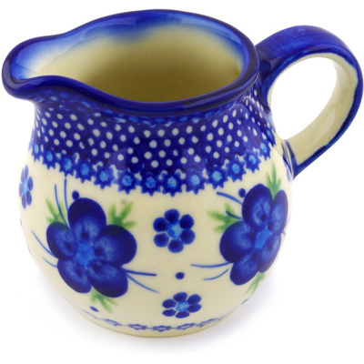Polish Pottery Pitcher 8 oz Bleu-belle Fleur