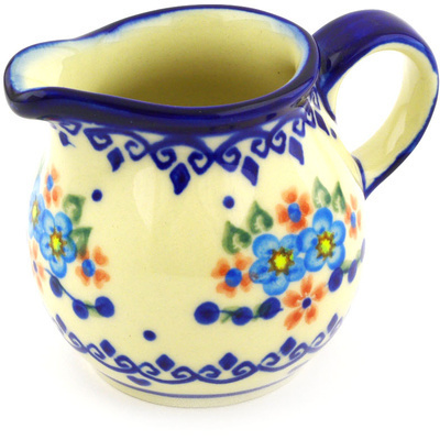 Polish Pottery Pitcher 8 oz Hearts And Flowers