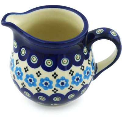 Polish Pottery Pitcher 8 oz Peacock Poppy Chain