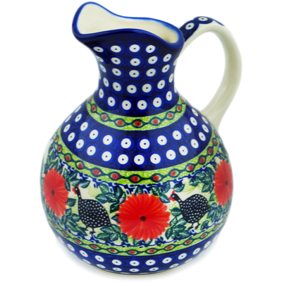 Polish Pottery Pitcher 80 oz Fowl In The Florals UNIKAT