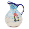 Polish Pottery Pitcher 80 oz Snow Gnome UNIKAT