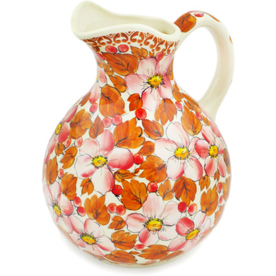 Polish Pottery Pitcher 82 oz Autumn Wedding UNIKAT