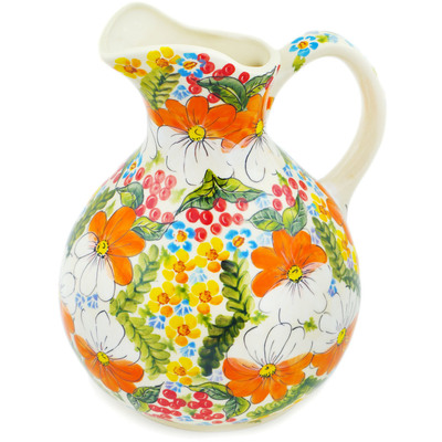 Polish Pottery Pitcher 82 oz Summer Walk UNIKAT