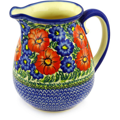 Polish Pottery Pitcher 86 oz Red Star UNIKAT