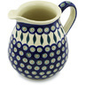 Polish Pottery Pitcher 9 Cup Peacock Leaves