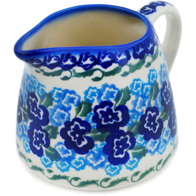 Polish Pottery Pitcher 9 oz Blue Kiss Blooms