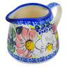 Polish Pottery Pitcher 9 oz Maroon Blossoms UNIKAT