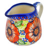 Polish Pottery Pitcher 9 oz Orange Zinnia UNIKAT