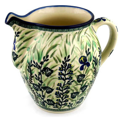 Polish Pottery Pitcher 91 oz Iris Field UNIKAT