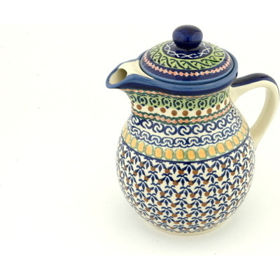 Polish Pottery Pitcher with Lid 0oz