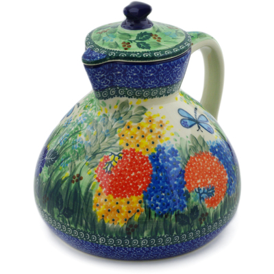 Polish Pottery Pitcher with Lid 101 oz Garden Delight UNIKAT