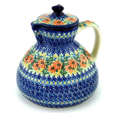 Polish Pottery Pitcher with Lid 101 oz Secret Garden UNIKAT