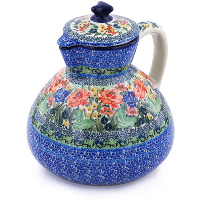 Polish Pottery Pitcher with Lid 101 oz Splendid Meadow UNIKAT