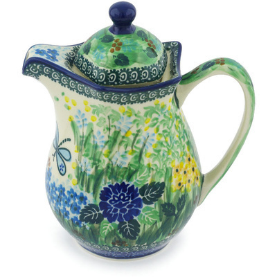 Polish Pottery Pitcher with Lid 30 oz Garden Delight UNIKAT