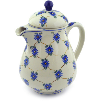 Polish Pottery Pitcher with Lid 52 oz Aster Trellis