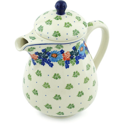 Polish Pottery Pitcher with Lid 52 oz Field Of Dreams