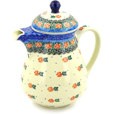 Polish Pottery Pitcher with Lid 52 oz