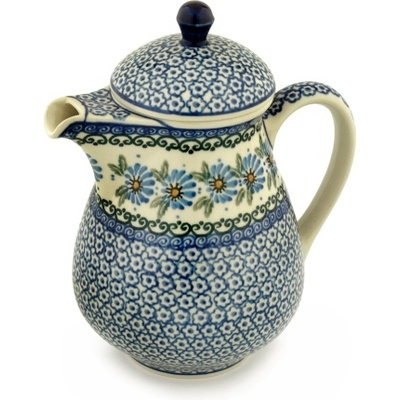 Polish Pottery Pitcher with Lid 52 oz Marigold Morning