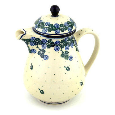 Polish Pottery Pitcher with Lid 52 oz Summer Blackberries