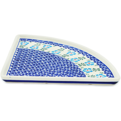 Polish Pottery Pizza Plate 11&quot; Blue Summer