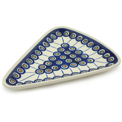 Polish Pottery Pizza Plate 11&quot; Peacock Legs UNIKAT