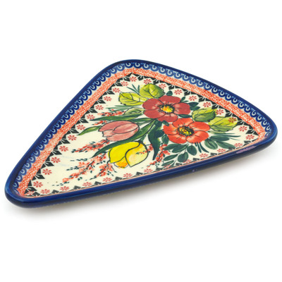 Polish Pottery Pizza Plate 11&quot; Tulips In The Wild UNIKAT